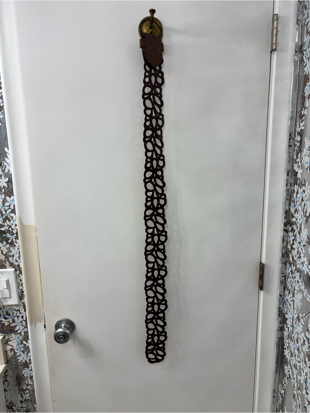Abercrombie & Fitch Brown Cutout Floral Leather Belt